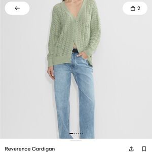 Aritzia Reverence Cardigan in Silver Sage Green NWT